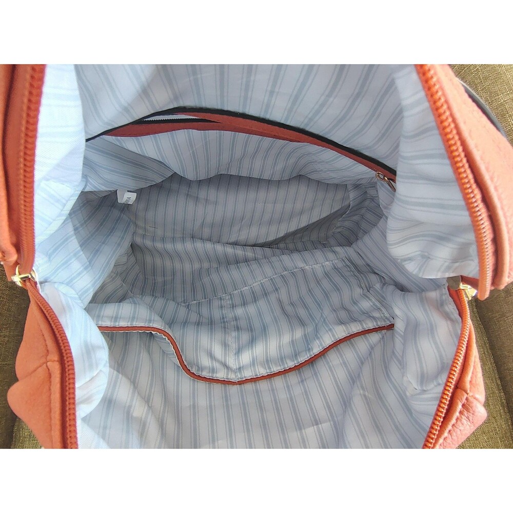 Jen Co Backpack Medium Orange Vegan Faux Leather Convertible Boho Strap Purse 1x - Picture 12 of 16